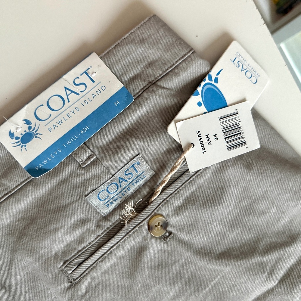 Coast Pawleys Twill Shorts in Ash New Size 34